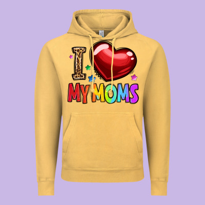 I Love My Moms Vintage Hoodie Designed By Oliviacreatesart