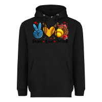 Black peace love  softball Heavyweight Hoodie - AdoDesignShop