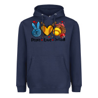 Navy peace love  softball Heavyweight Hoodie - AdoDesignShop