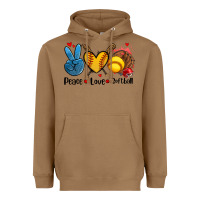 Toasted Coconut peace love  softball Heavyweight Hoodie - AdoDesignShop