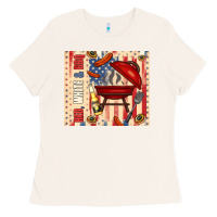 Bone red white and bbq usa flag Ladies Tee - TumblerDesignByShophia