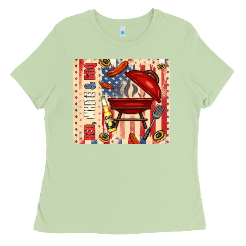 Red White And Bbq Usa Flag Ladies Tee by TumblerDesignByShophia | Teevron