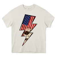 Cream Lightning Bolt Heavy Core Tee - JahusDesignShop