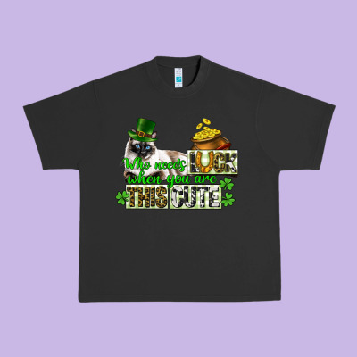 St. Patrick's Cat Who Needs Luck When You Are This Urban Heavy Tee Designed By Cowgirlartshop