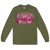 Army Green Faith Breast Cancer Long Sleeve Tee - FaDigitalArtStudio