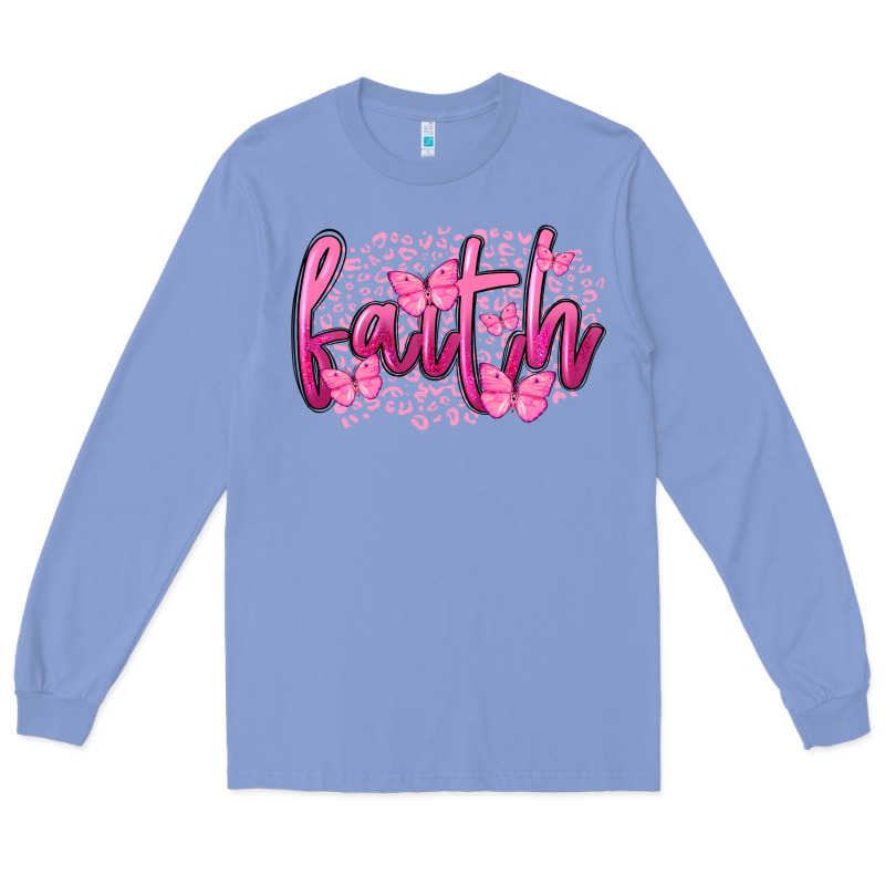 Faith Breast Cancer Long Sleeve Tee by FaDigitalArtStudio | Teevron