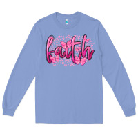 Colony Blue Faith Breast Cancer Long Sleeve Tee - FaDigitalArtStudio