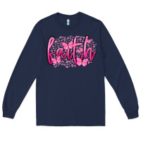 Navy Faith Breast Cancer Long Sleeve Tee - FaDigitalArtStudio