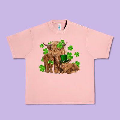 St Patricks Day Cow Family Urban Heavy Tee Designed By Ranaportraitstore