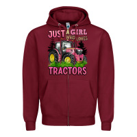 Burgundy just a girl who loves tractors Zipper Hoodie - BarkalooDesign