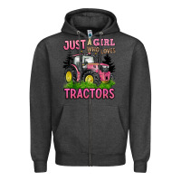 Charcoal Heather just a girl who loves tractors Zipper Hoodie - BarkalooDesign