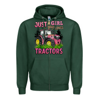 Sports Green just a girl who loves tractors Zipper Hoodie - BarkalooDesign