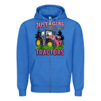 True Royal just a girl who loves tractors Zipper Hoodie - BarkalooDesign
