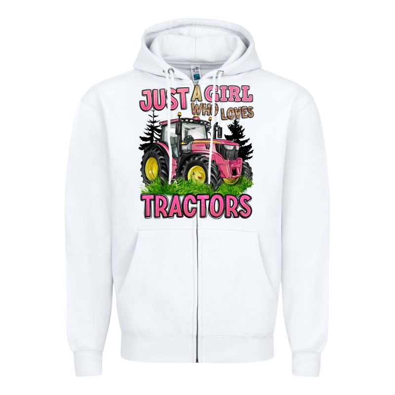 Just A Girl Who Loves Tractors Zipper Hoodie by BarkalooDesign | Teevron