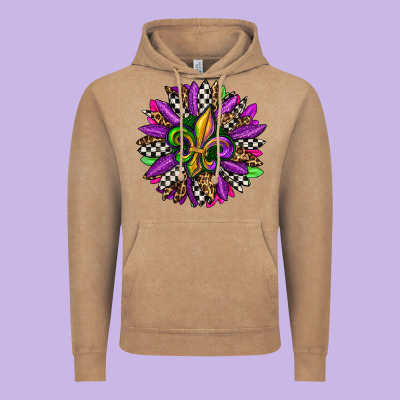 Mardi Gras Sunflower Vintage Hoodie Designed By Oliviacreatesart