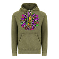 Vintage Olive mardi gras sunflower Vintage Hoodie - OliviaCreatesArt