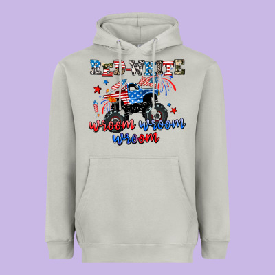 Red White Wroom Wroom Wroom Heavyweight Hoodie Designed By Adodesignshop