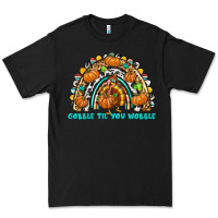 Black Gobble Til You Wobble with Rainbow Premium Tee - texasbilliewilder