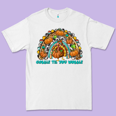 Gobble Til You Wobble With Rainbow Premium Tee Designed By Texasbilliewilder