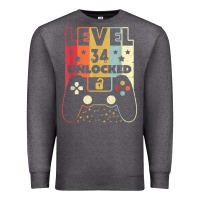 Charcoal Heather level 34 unlocked shirt video gamer 34th birthday gifts tee t shirt Premium Sweatshirt - longCreatives