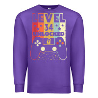 Purple level 34 unlocked shirt video gamer 34th birthday gifts tee t shirt Premium Sweatshirt - longCreatives