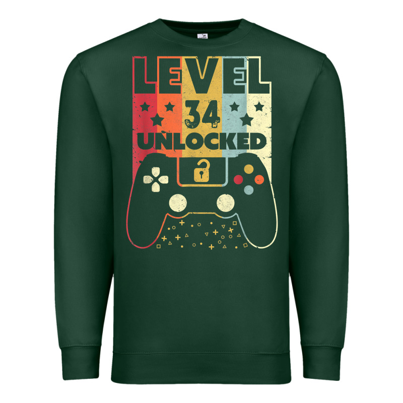 Level 34 Unlocked Shirt Video Gamer 34th Birthday Gifts Tee T Shirt Premium Sweatshirt by longCreatives | Teevron