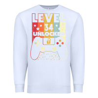 White level 34 unlocked shirt video gamer 34th birthday gifts tee t shirt Premium Sweatshirt - longCreatives