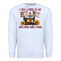 White i sew a piece of my heart into every quilt i make Premium Sweatshirt - AdoDesignShop