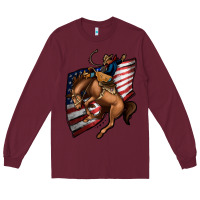 Burgundy American Cowboy Long Sleeve Tee - Jasminsmagicworld