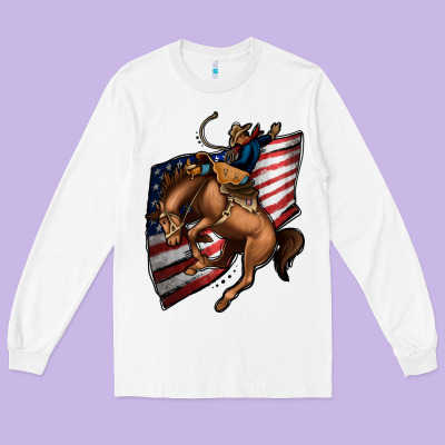 American Cowboy Long Sleeve Tee Designed By Jasminsmagicworld