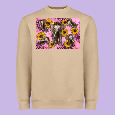 Baby Elephant Sunflowers Kid's Bottle Heavyweight Sweatshirt Designed By Artiststas