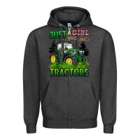 Charcoal Heather just a girl who loves tractors Zipper Hoodie - BarkalooDesign