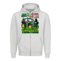 Dove Grey just a girl who loves tractors Zipper Hoodie - BarkalooDesign