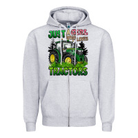 Just A Girl Who Loves Tractors Zipper Hoodie | Teevron