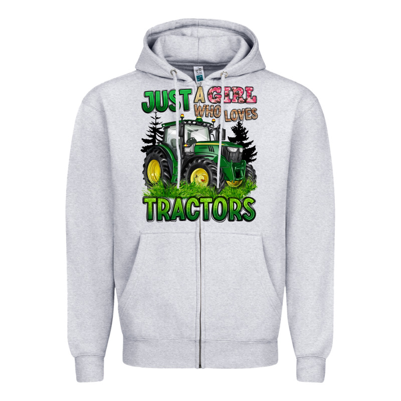 Just A Girl Who Loves Tractors Zipper Hoodie by BarkalooDesign | Teevron