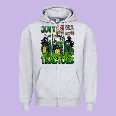 Just A Girl Who Loves Tractors Zipper Hoodie Designed By Barkaloodesign