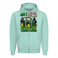 Seafoam just a girl who loves tractors Zipper Hoodie - BarkalooDesign