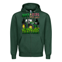 Sports Green just a girl who loves tractors Zipper Hoodie - BarkalooDesign