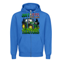 True Royal just a girl who loves tractors Zipper Hoodie - BarkalooDesign