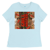 Baby Blue grill master with bull skull Ladies Tee - TumblerDesignByShophia