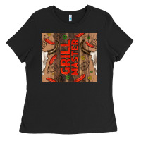 Grill Master With Bull Skull Ladies Tee | Teevron