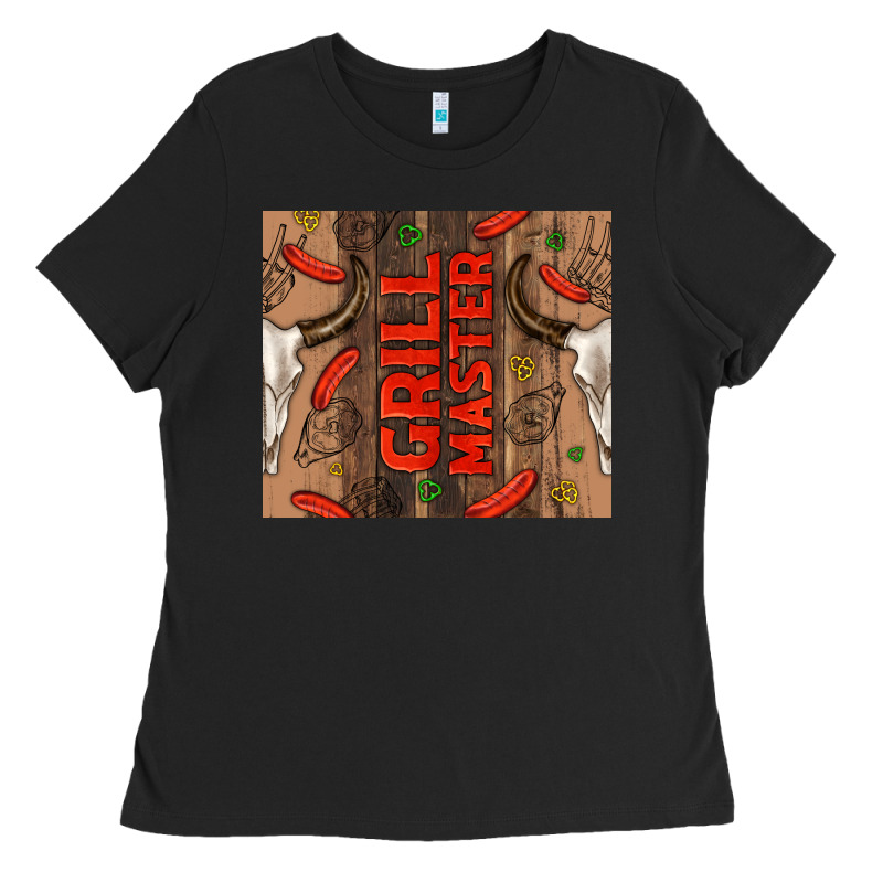 Grill Master With Bull Skull Ladies Tee by TumblerDesignByShophia | Teevron