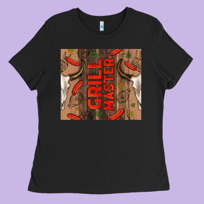 Grill Master With Bull Skull Ladies Tee Designed By Tumblerdesignbyshophia