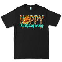 Black Happy Thanksgiving with Turkey Premium Tee - texasbilliewilder