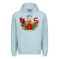 Blue Mist Chickens Christmas Premium Hoodie - CowhideDigitalArt
