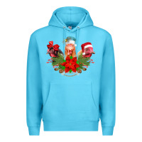 Ocean Blue Chickens Christmas Premium Hoodie - CowhideDigitalArt