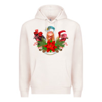 Pale Pink Chickens Christmas Premium Hoodie - CowhideDigitalArt