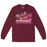 Burgundy Tackle cancer Football Long Sleeve Tee - FaDigitalArtStudio