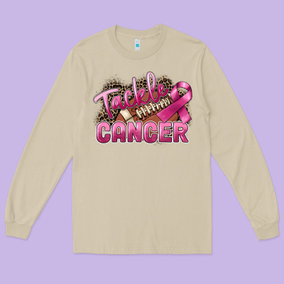 Tackle Cancer Football Long Sleeve Tee Designed By Fadigitalartstudio