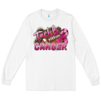 White Tackle cancer Football Long Sleeve Tee - FaDigitalArtStudio